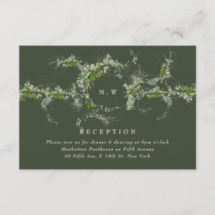 Green Eucalyptus Wreath Monogram Wedding Reception Enclosure Card