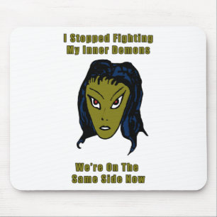 Green Evil Alien Woman Same Side Now Mouse Mat