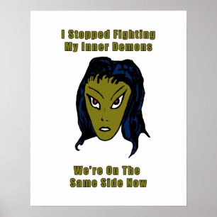 Green Evil Alien Woman Same Side Now Poster