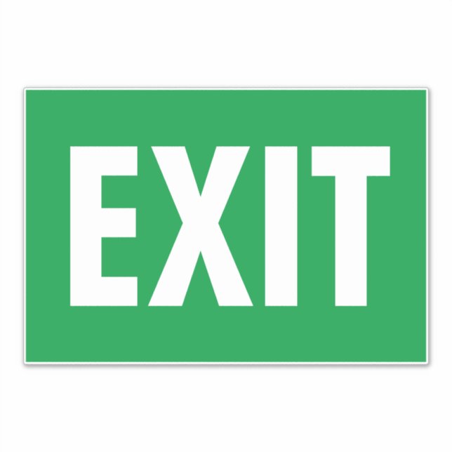 Green EXIT sign vinyl sticker for escape route (Front)