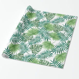 Green Exotic Leaves Wrapping Paper
