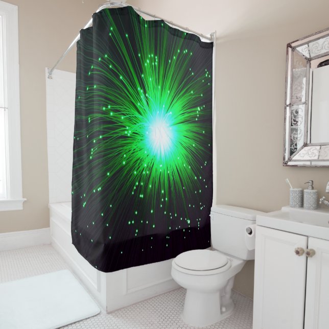 Green Explosion Shower Curtain (In Situ)