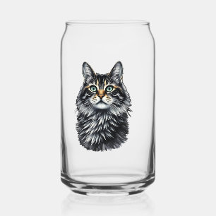 Green Eye Cat  Can Glass