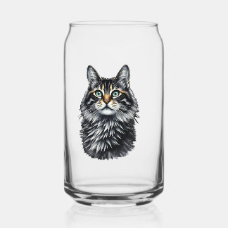 Green Eye Cat  Can Glass