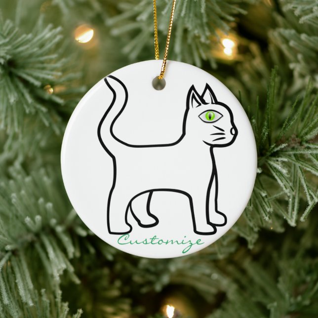 Green-eye Cat Thunder_Cove Ceramic Tree Decoration (Tree)