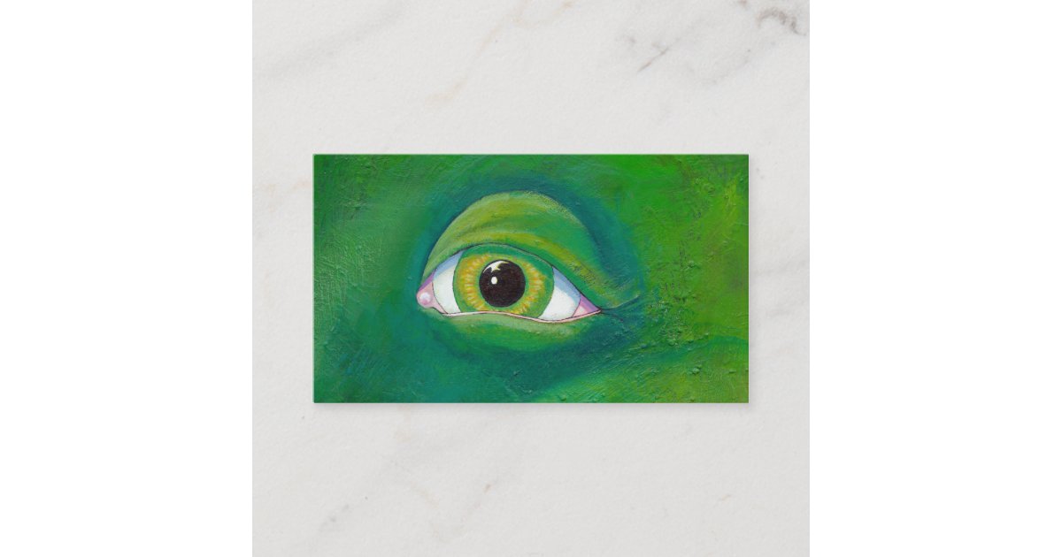 Green eye dinosaur frog lizard ogre painting art business card |  Zazzle.co.uk
