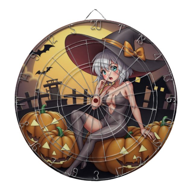 Green Eye Halloween Witch on Jack-O-Lantern's Dartboard (Front)