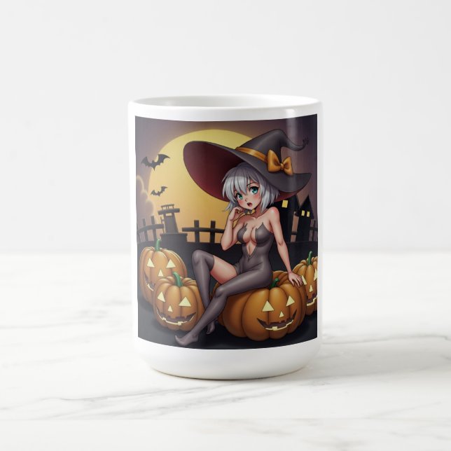 Green Eye Halloween Witch on Jack-O-Lantern's Magic Mug (Center)