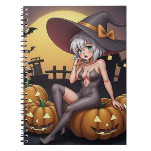 Green Eye Halloween Witch on Jack-O-Lantern's Notebook
