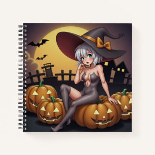 Green Eye Halloween Witch on Jack-O-Lantern's Notebook