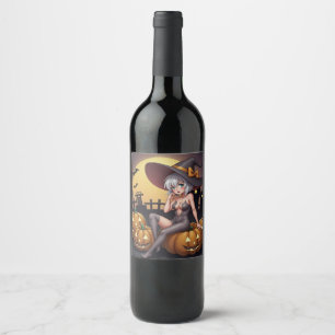 Green Eye Halloween Witch on Jack-O-Lantern's Wine Label