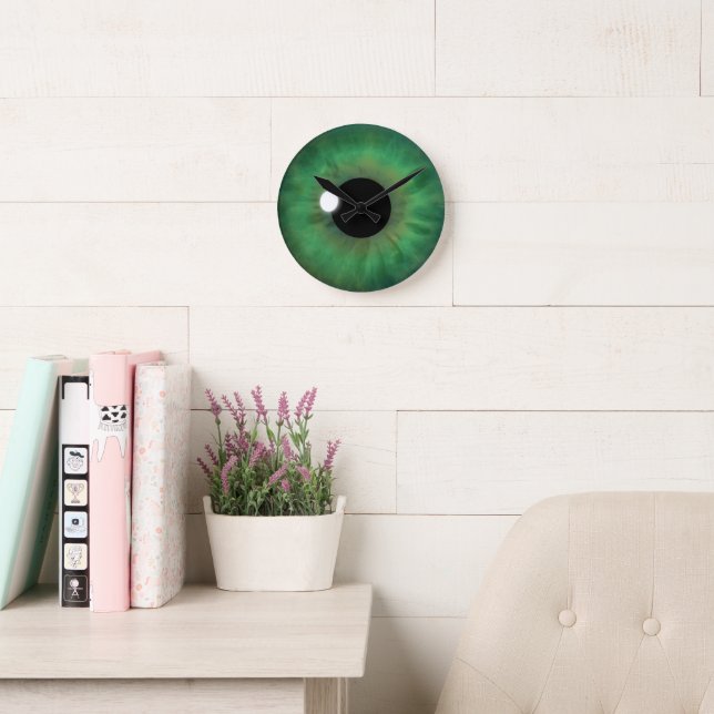 Green Eye Iris Eyeball Medium Custom Round Clock (Reading Room)