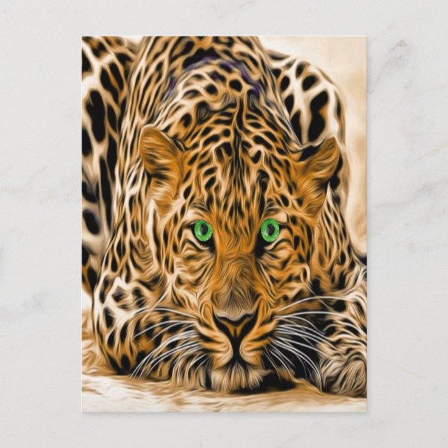 Green Eye Leopard Postcard (Front)