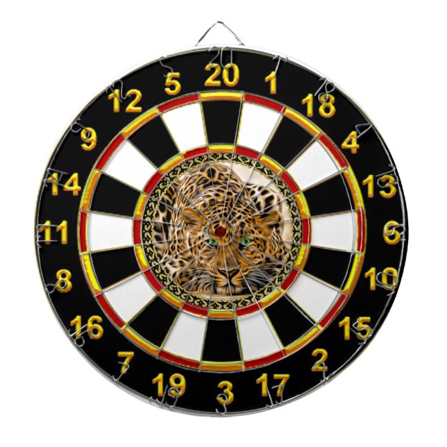 Green eye leopard with Spotted skin gold foil Dartboard (Front)