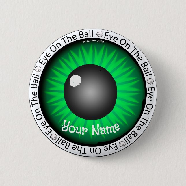 Green Eye On Ball Golfer 6 Cm Round Badge (Front)
