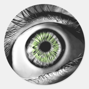 Green Eye Scary Halloween Stickers
