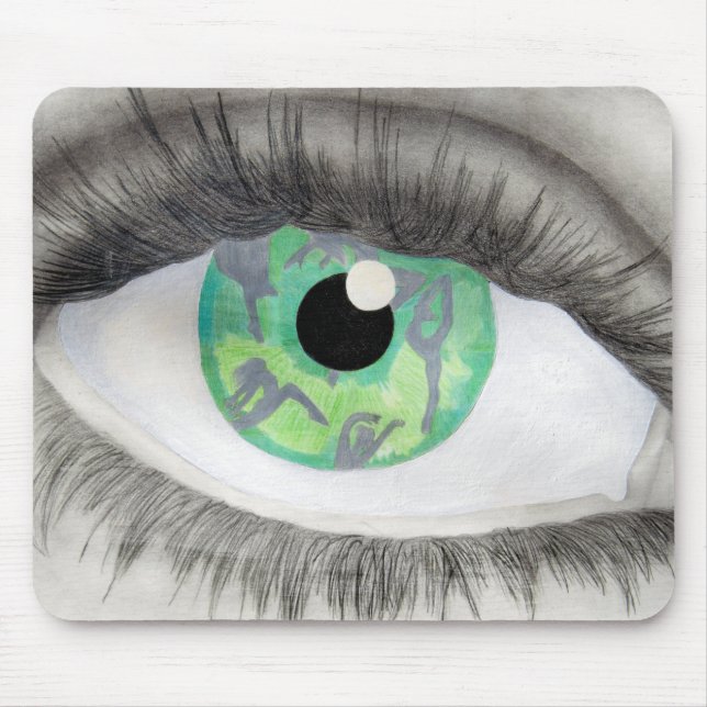 Green Eye With Dancer Silhouettes in Iris Mouse Mat (Front)