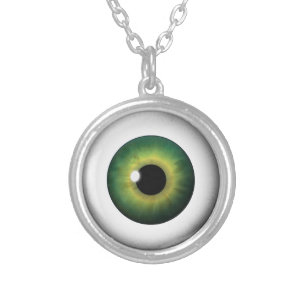 Green Eyeball Iris Eye Fun Cool Round Necklace