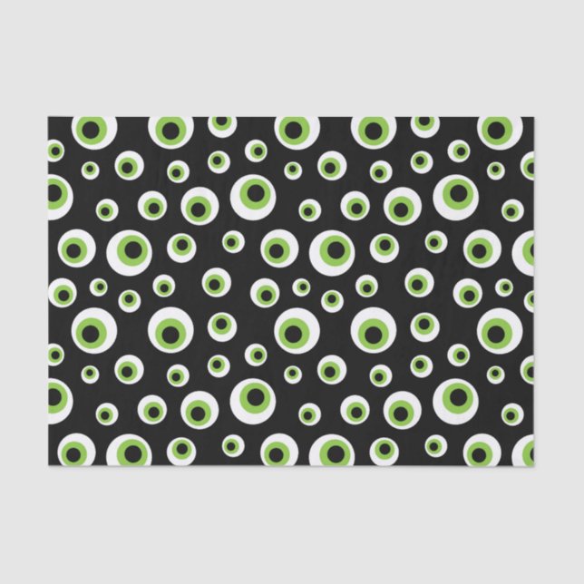 Green Eyeballs | Halloween Pattern Tissue Paper (Front)