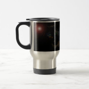 green eyed black cat Aluminium Travel Mug