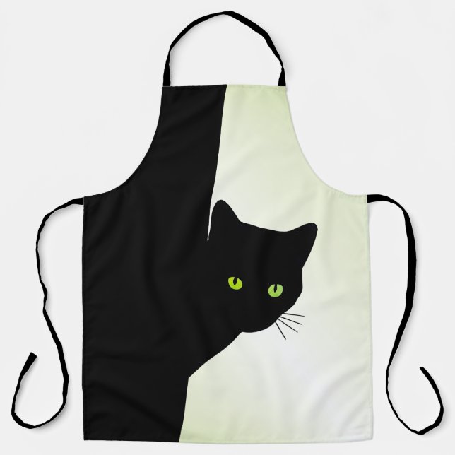 Green Eyed Black Cat Apron (Front)