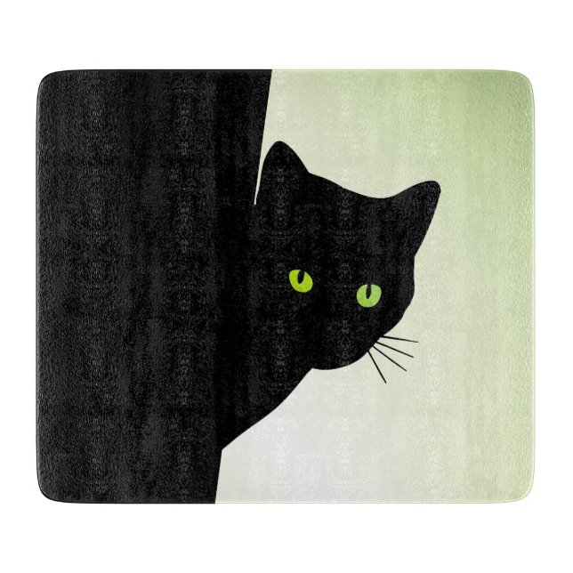 Green Eyed Black Cat Cutting Board (Front)