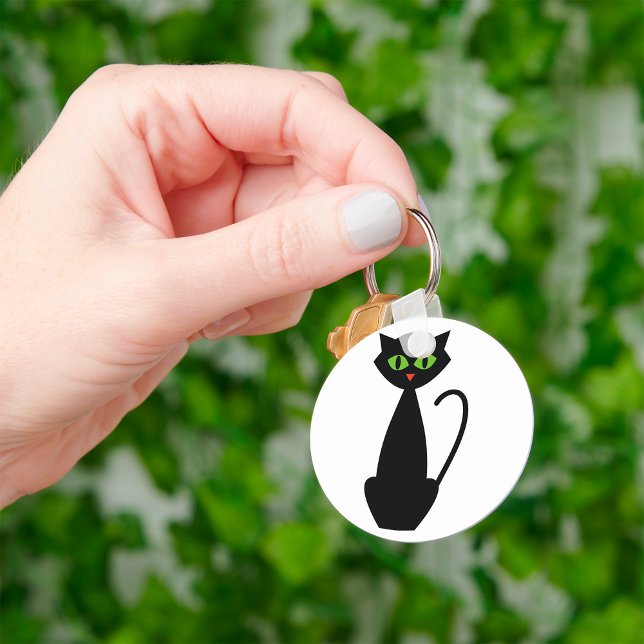 Green Eyed Black Cat Key Ring (Creator Uploaded)
