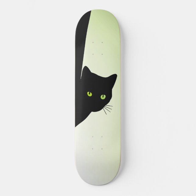 Green Eyed Black Cat Skateboard (Front)