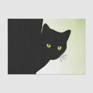 Green Eyed Black Cat Tissue Paper