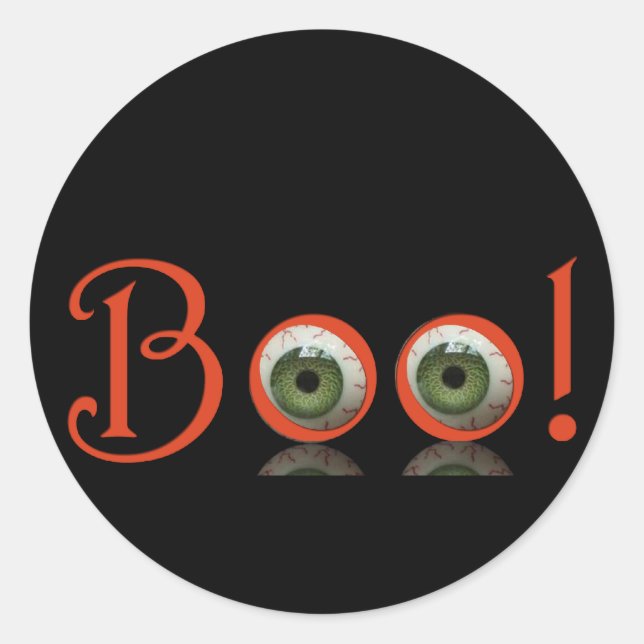 Green Eyed Boo! Halloween Classic Round Sticker (Front)