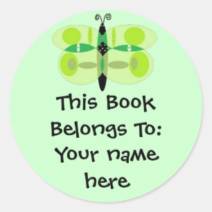 Green Eyed Butterfly, Book Plates Classic Round Sticker