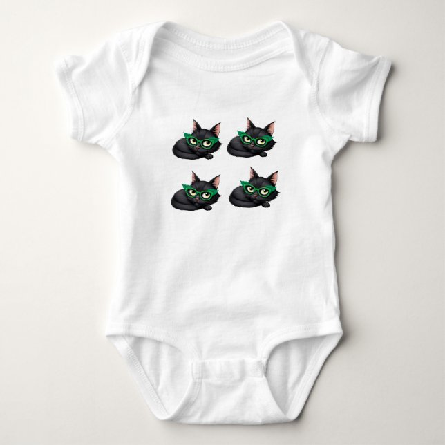Green eyed cat baby bodysuit (Front)