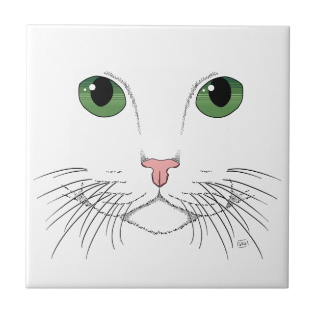 Green Eyed Cat   Ceramic Tile (Front)