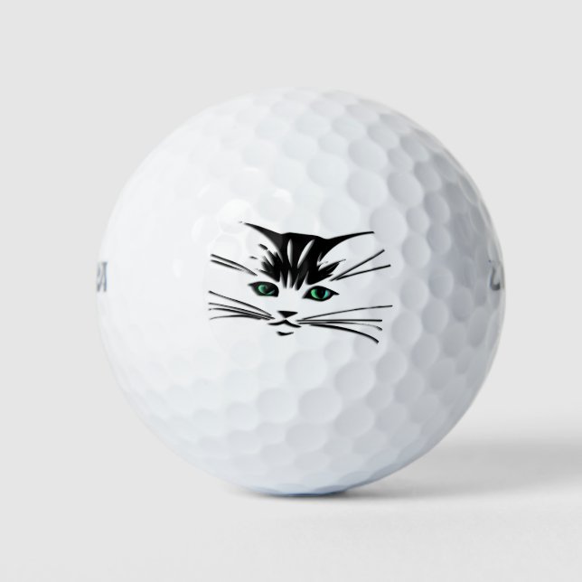 Green Eyed Cat Golf Balls (Front)