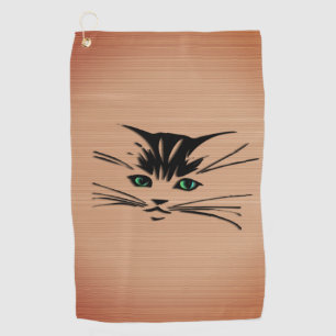 Green Eyed Cat Rustic  Golf Towel
