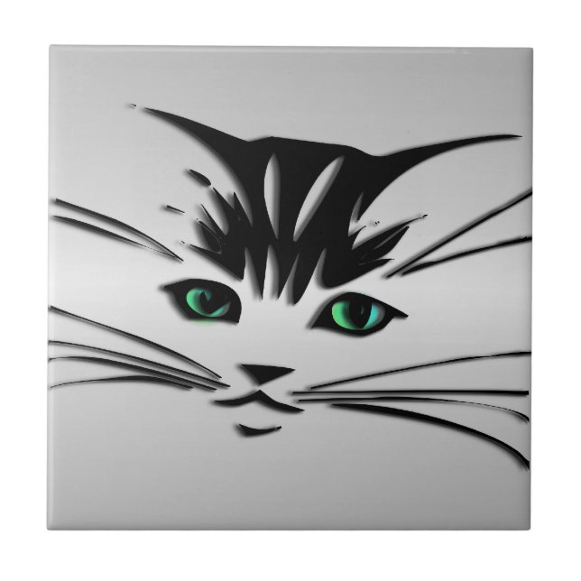 Green Eyed Cat Tile (Front)