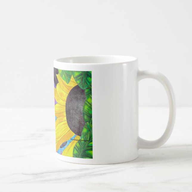 Green-Eyed Cat with Ladybug and Flower Coffee Mug (Right)