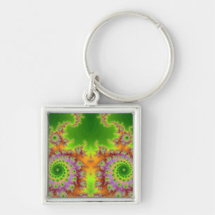 Green Eyed Fractal Key Ring