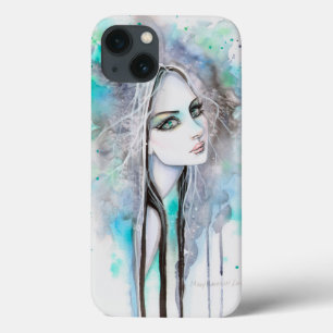 Green Eyed Ghost Watercolor Modern Art Portrait iPhone 13 Case