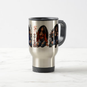 Green-Eyed Hookah Woman Travel Mug