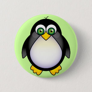 Green Eyed Penguin Cartoon 6 Cm Round Badge