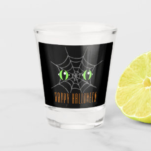 Green Eyes And Grey Spiderweb Shot Glass