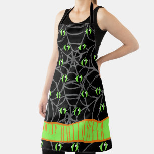 Green Eyes And Grey Spiderweb, Small Apron