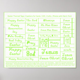 Green Fabric Font Easter tags captions for crafts Poster
