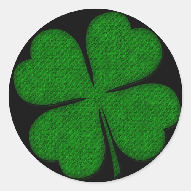 Green Fabric Textured Shamrock Design Stickers (Front)
