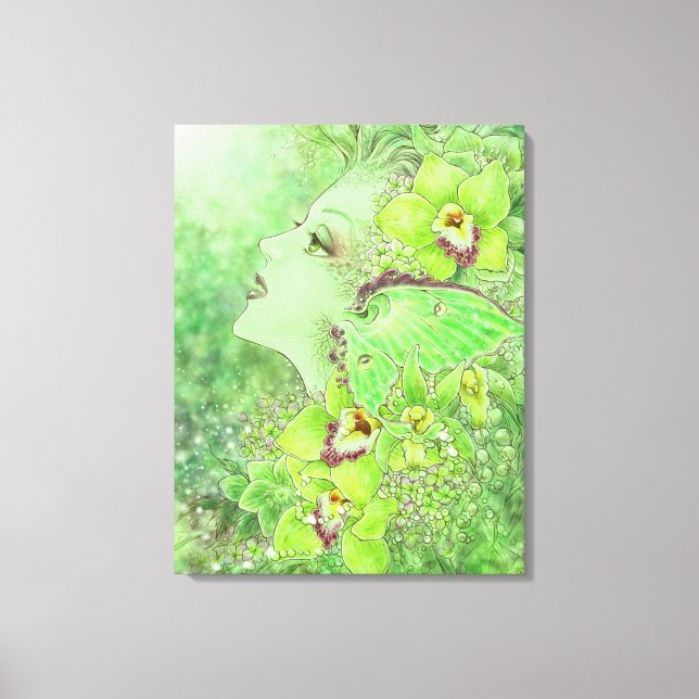 Green Fairy Fantasy Art Canvas Print (Front)