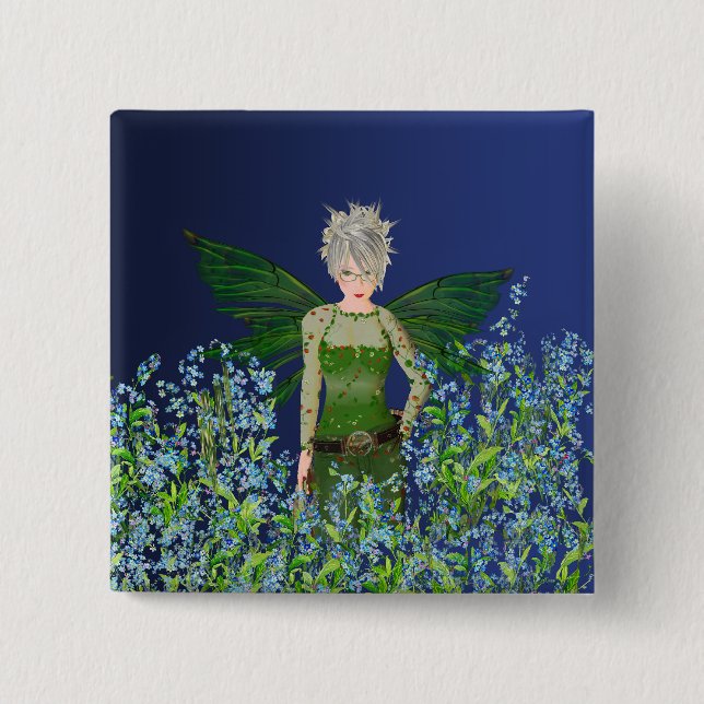 Green Fairy - Forget-Me-Not 15 Cm Square Badge (Front)