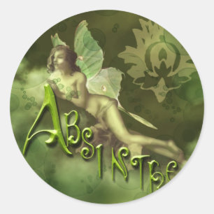 Green Fairy Splashy Collage II Classic Round Sticker