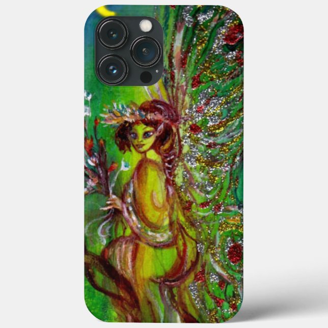 GREEN FAIRY WITH GOLD SPARKLES IN MOONLIGHT Case-Mate iPhone CASE (Back)