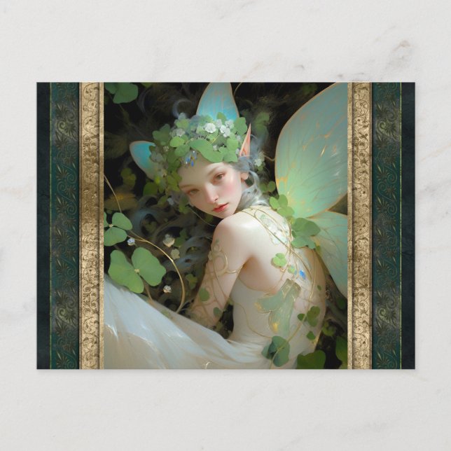 Green Fairy Woman Fantasy Art Postcard (Front)